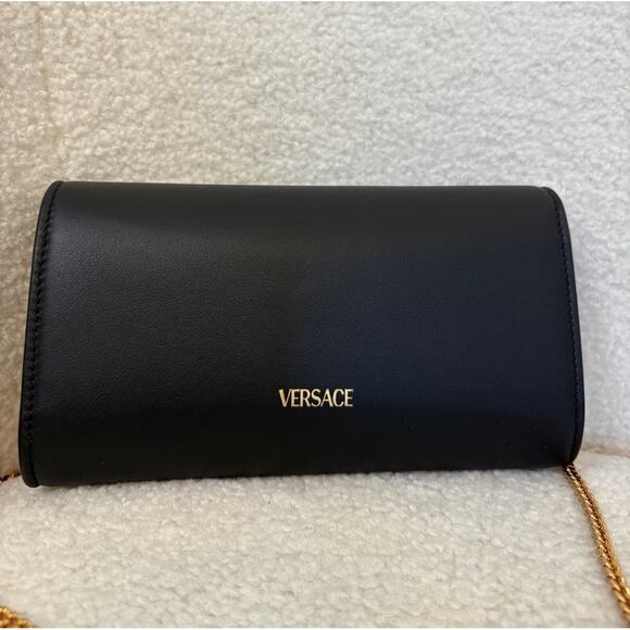 Versace Black Medusa '95 leather clutch bag with chain - Picture 4 of 8